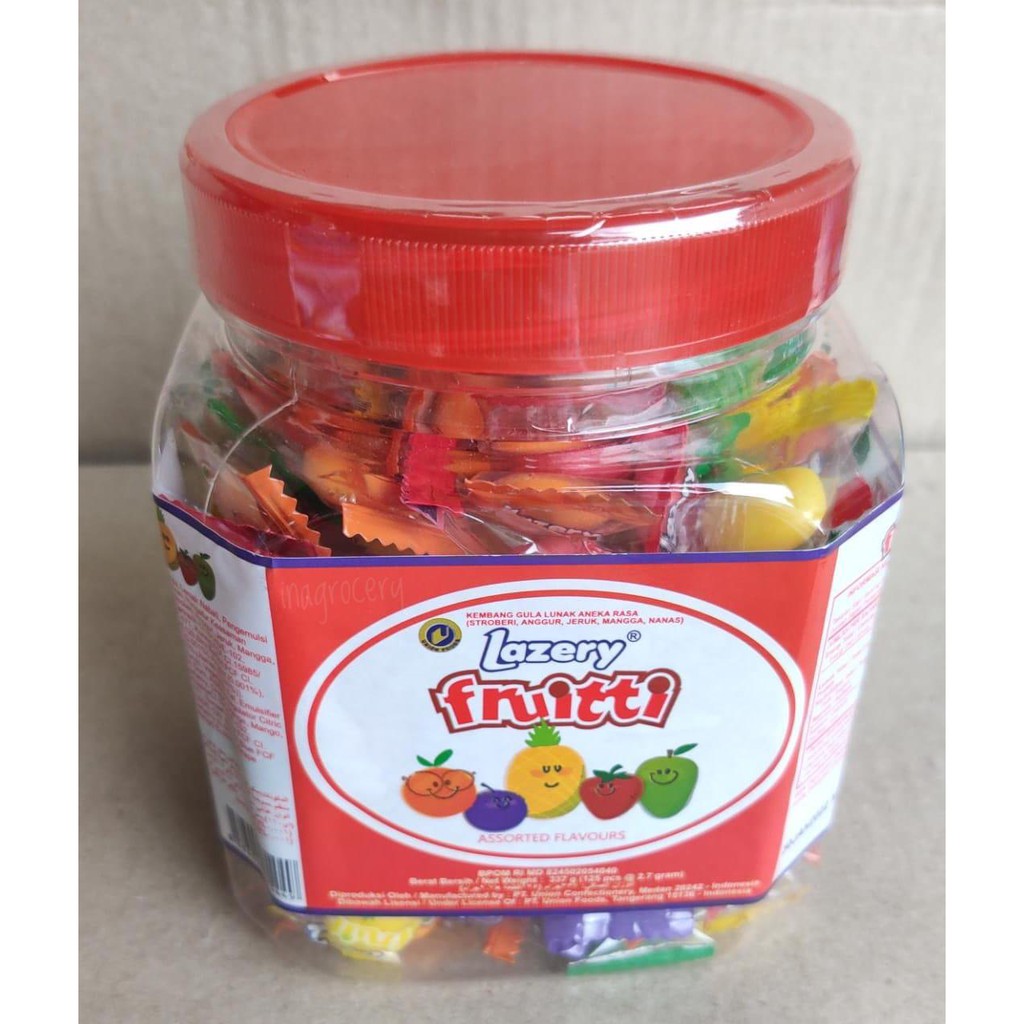 

LAZERY FRUTTY ASSORTED CANDY TOPLES 337gr 125pcs