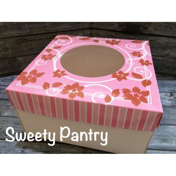 

Dus kue / box Kue / Kemasan Kue/Packaging Kue Brown Flower 28x28x12cm