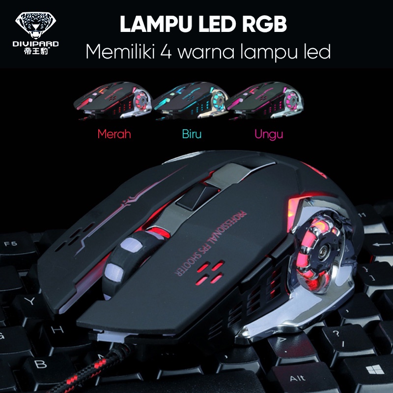 Mouse Gaming Divipard G502 3200 DPI Plus LED - Mouse Gaming Kabel USB