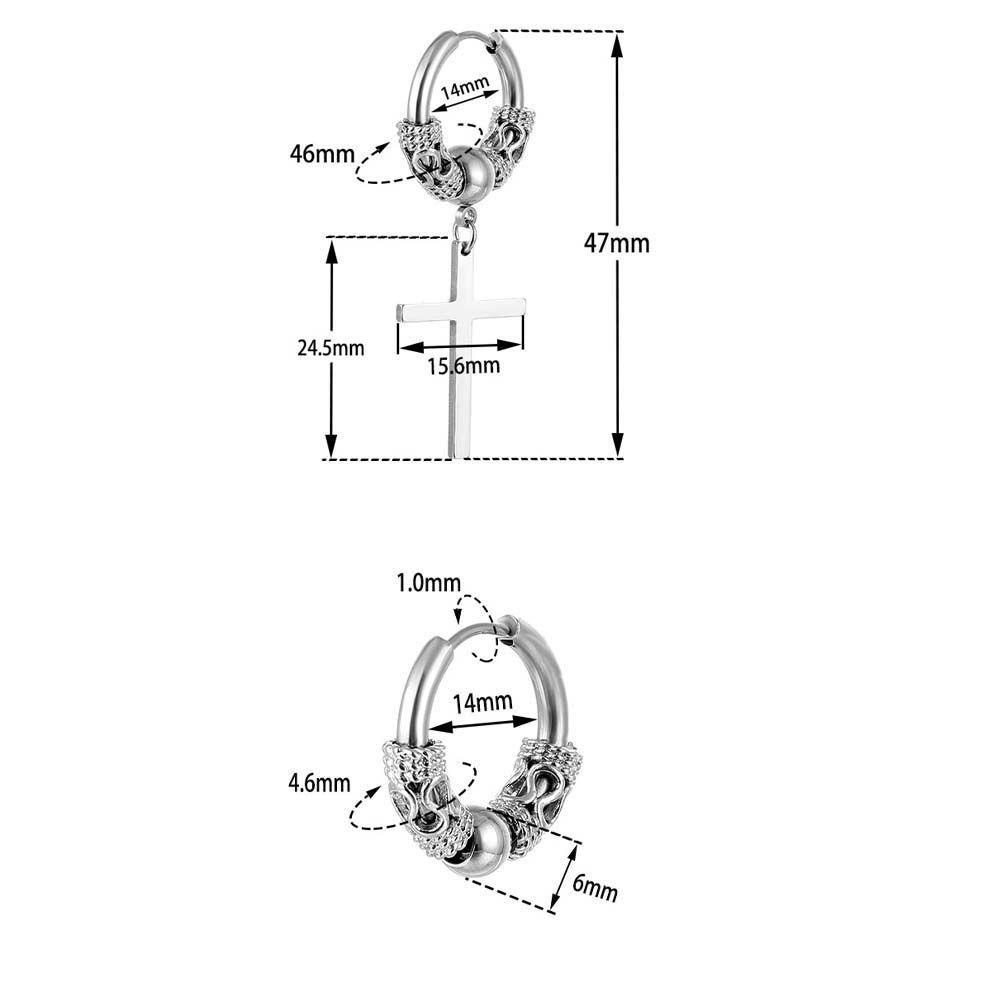 Mxbeauty Anting Hoop Pria Hiphop Untuk Wanita Cross Hollow Out Bulat Naga Stud Earrings