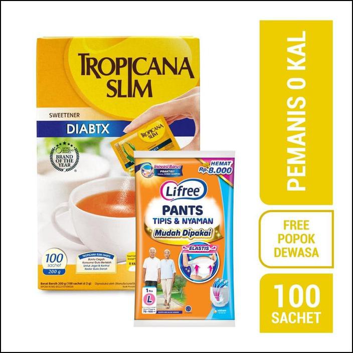 

TROPICANA SLIM SWEETENER DIABTX (100 SACHET) FREE LIFREE PANTS (L)