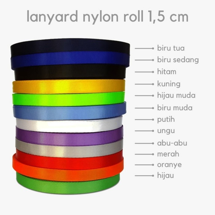 LANYARD ROLL tali idcard polister 1,5cm kalung pita NYLON nilon lebar 1,5 cm