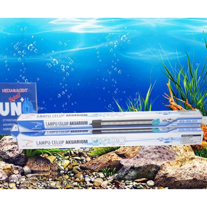 LAMPU AQUARIUM LED 20/30/40/50/60/80cm Rosston(MURMER)