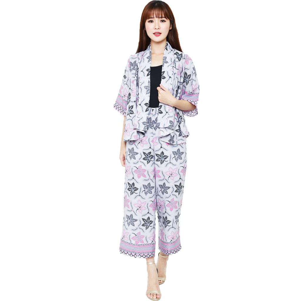  Batik  Flike Store Setelan  Wanita Set Cardigan  X Cullote 05 