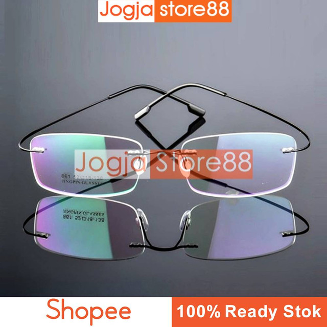 Frame Kacamata Frameless Titanium Ultra Light - Black