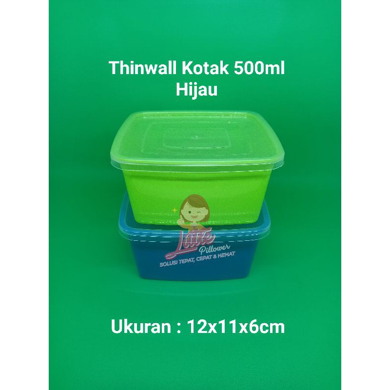 (500ML BIRU/HIJAU ISI 25PCS) Lunch box mini 500ml BIRU - Thinwall Kotak Makan -Food Container Bekal