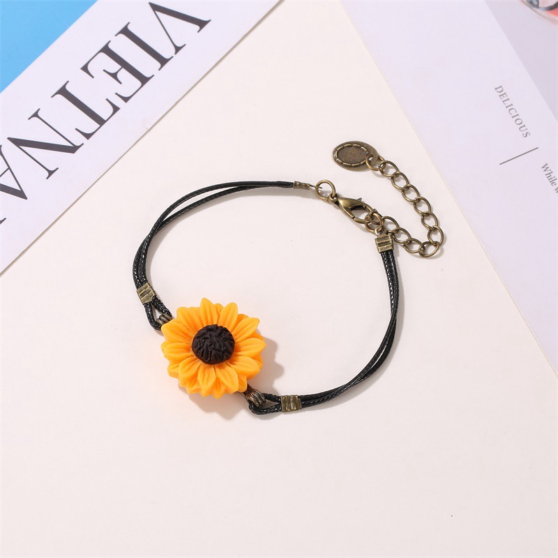 Versi Korea Dari Gelang Daisy Segar Kecil Lucu Bunga Matahari Retro Gelang Tali Kulit Shopee Indonesia