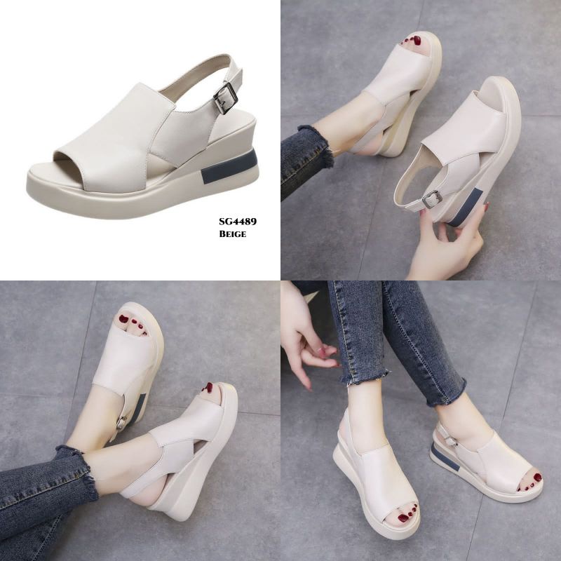 WYN  SANDAL WEDGES STRAP LEATHER KOREA STYLISH SG4489