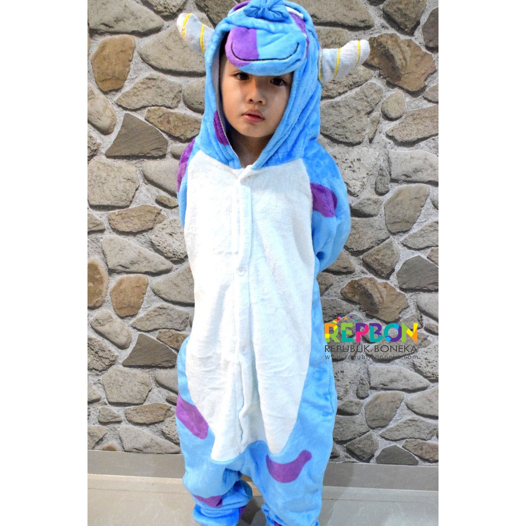 BAJU ONESIE SULLEY MONSTER UNIVERSITY BONEKA PIYAMA KOSTUM PESTA ANAK