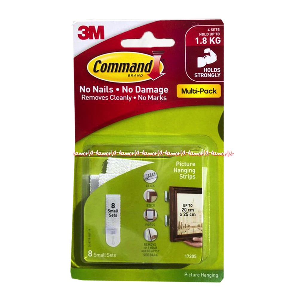 Command Small Strips Perekat Kuat 3M Cocok Untuk Dekorasi 8pcs 1.8kg