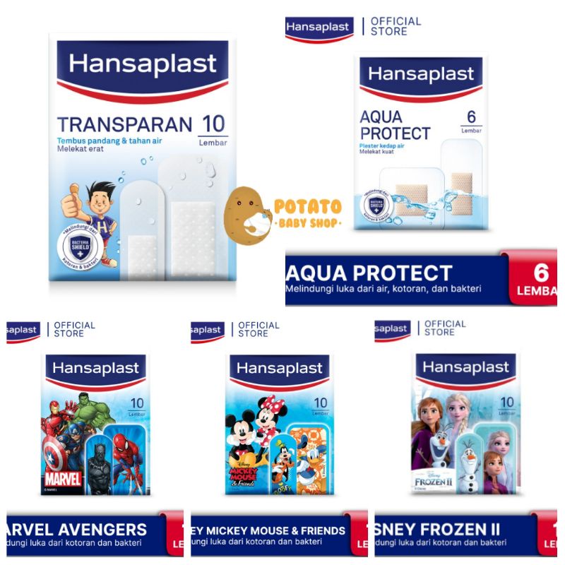 Hansaplast Plester Transparant, Aqua Protect, Avengers, Frozen &amp; Mickey - Plester Pembalut Luka