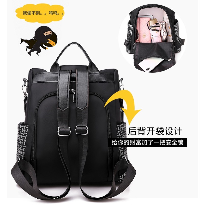 TAS RANSEL IMPORT WANITA TA350B5 LANDINA HITAM GENDONG BACKPACK KERJA PUNGGUNG KOREA SEKOLAH BATAM