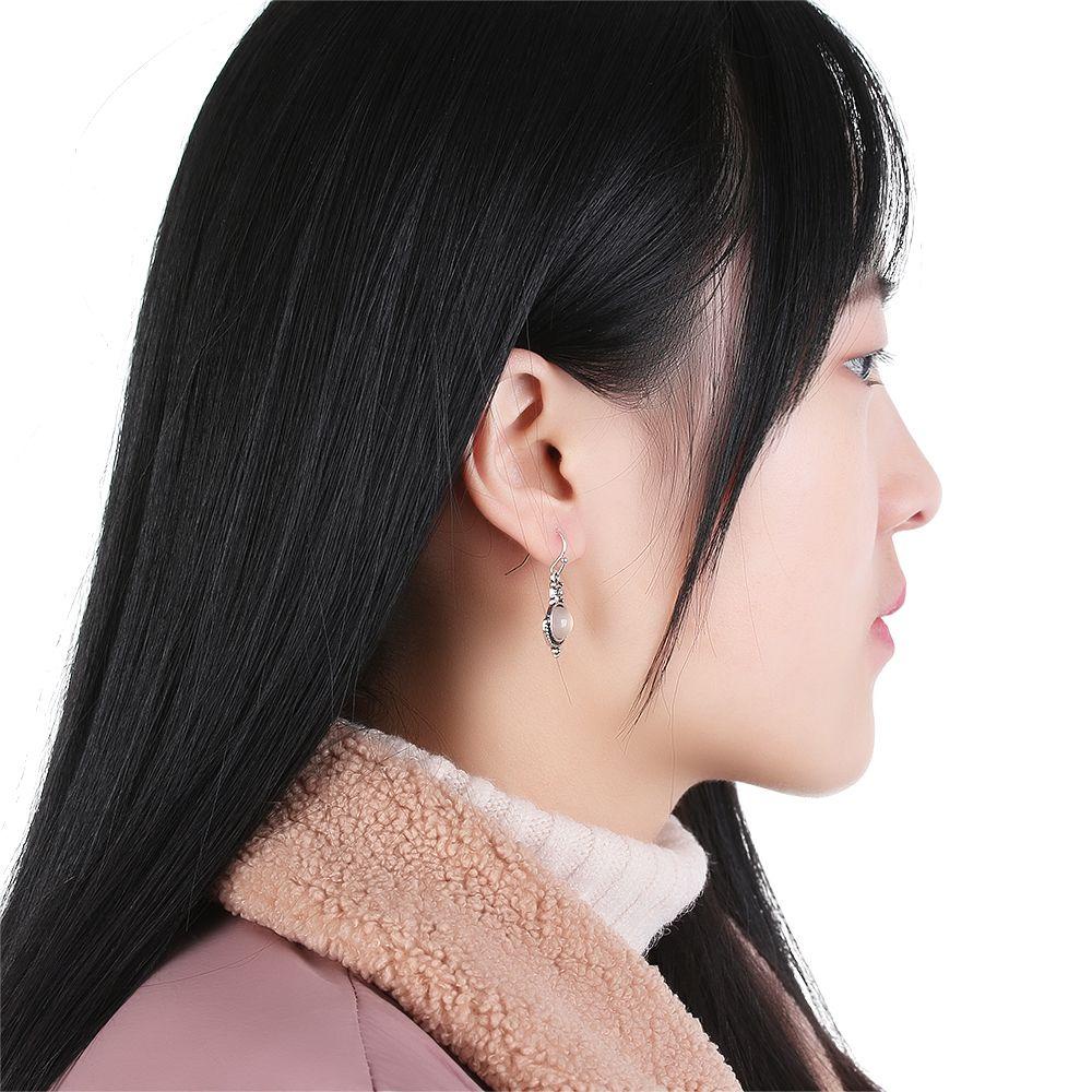 Lily Menjuntai Anting Fashion Hadiah Ulang Tahun Retro Rainbow Moonstone