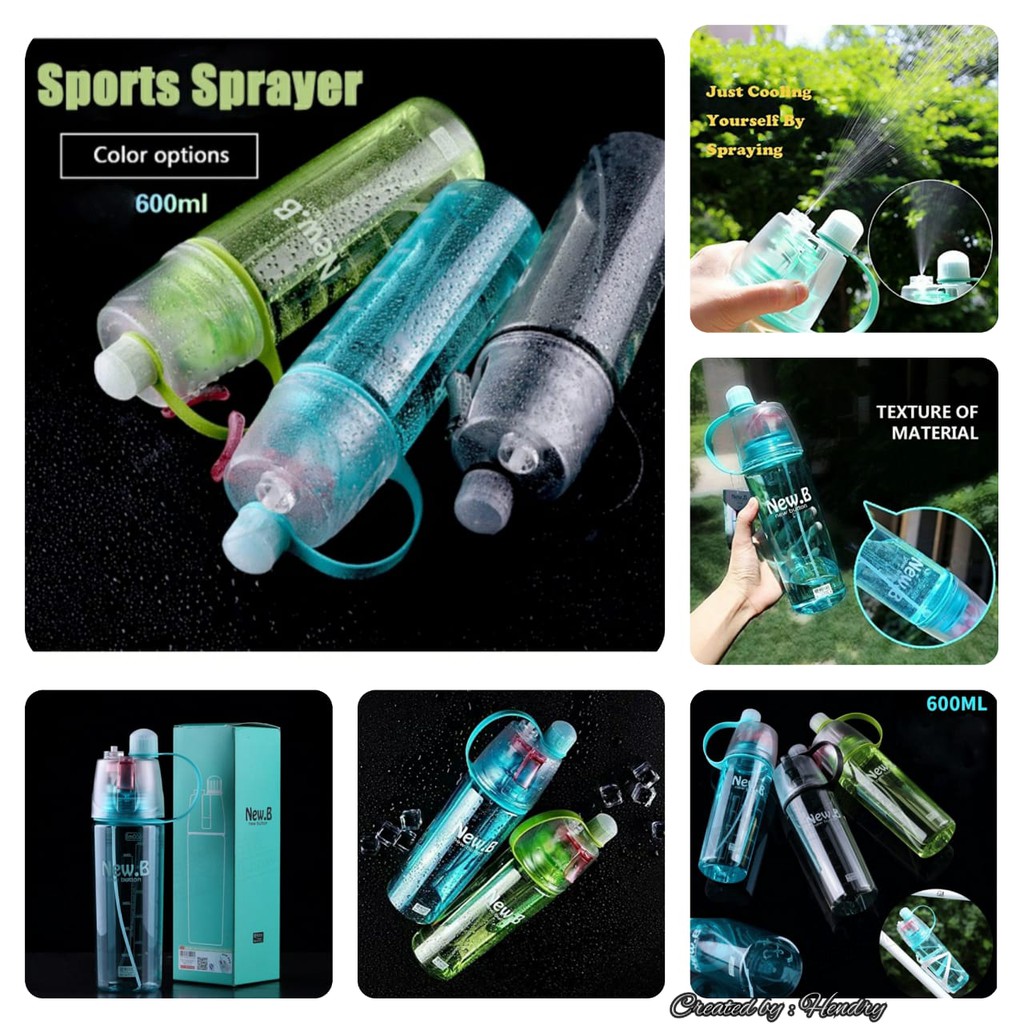 Botol Minum Spray - Bottle Water Drink Sport Sprayer 2in1 Bisa Semprot Kapasitas 600 ml