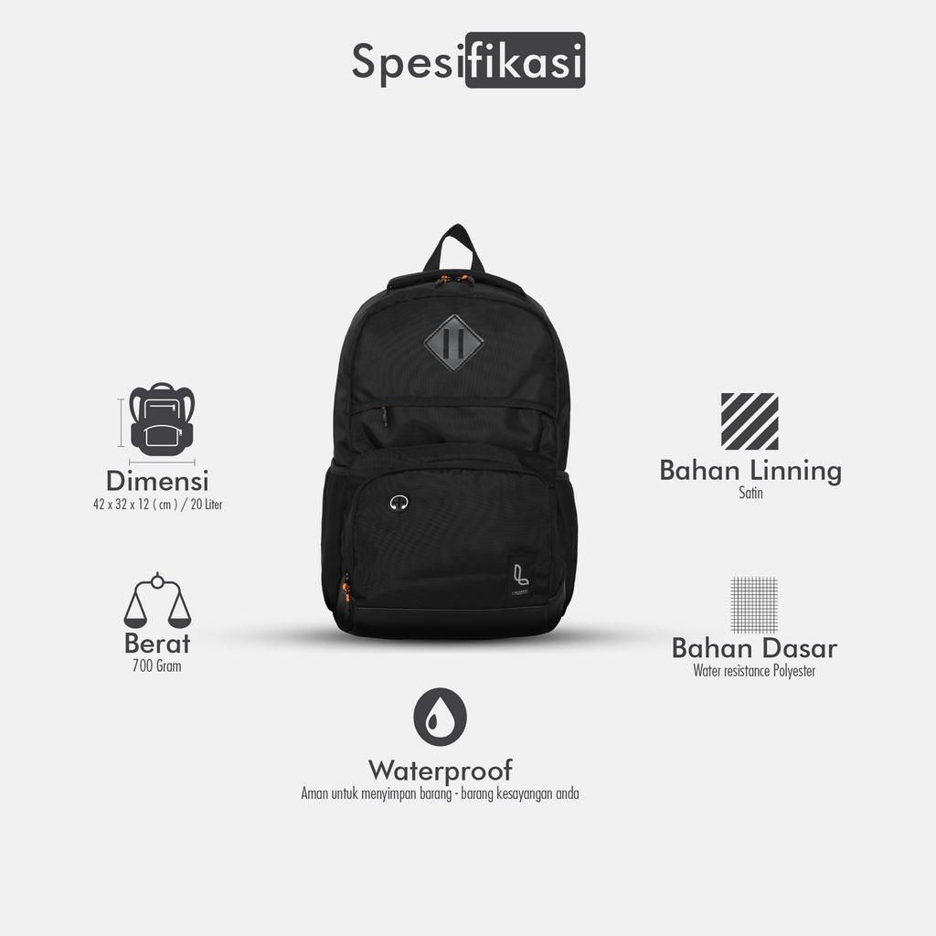 Tas Ransel Pria Wanita Backpack Gendong Punggung Sekolah Kerja Kuliah Hangout Travelling Original Urban Spld Black