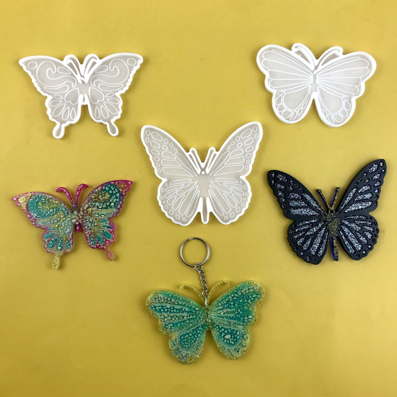 Siy Cetakan Resin Epoksi Kristal Bentuk Kupu-Kupu Bahan Silikon Handmade DIY Untuk Gantungan Kunci