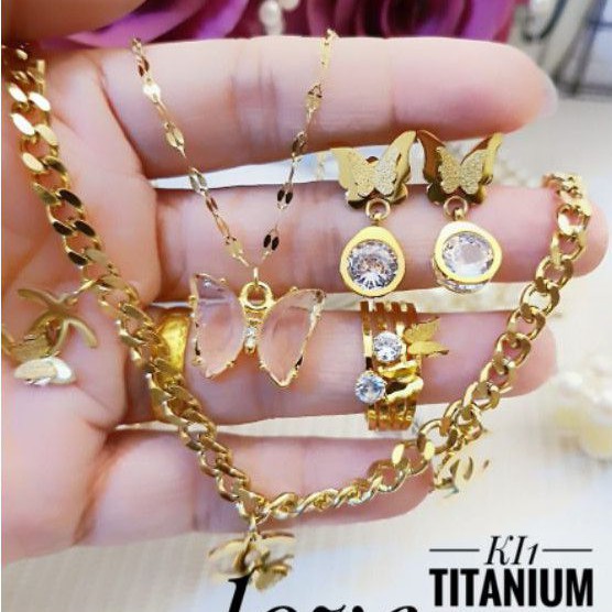 Titanium Set Perhiasan Kupu 2701n