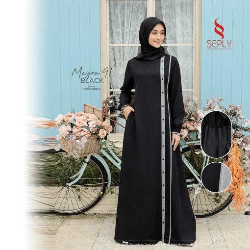 [Terbaru] Gamis Seply Meyra 91 Ready Black Xl