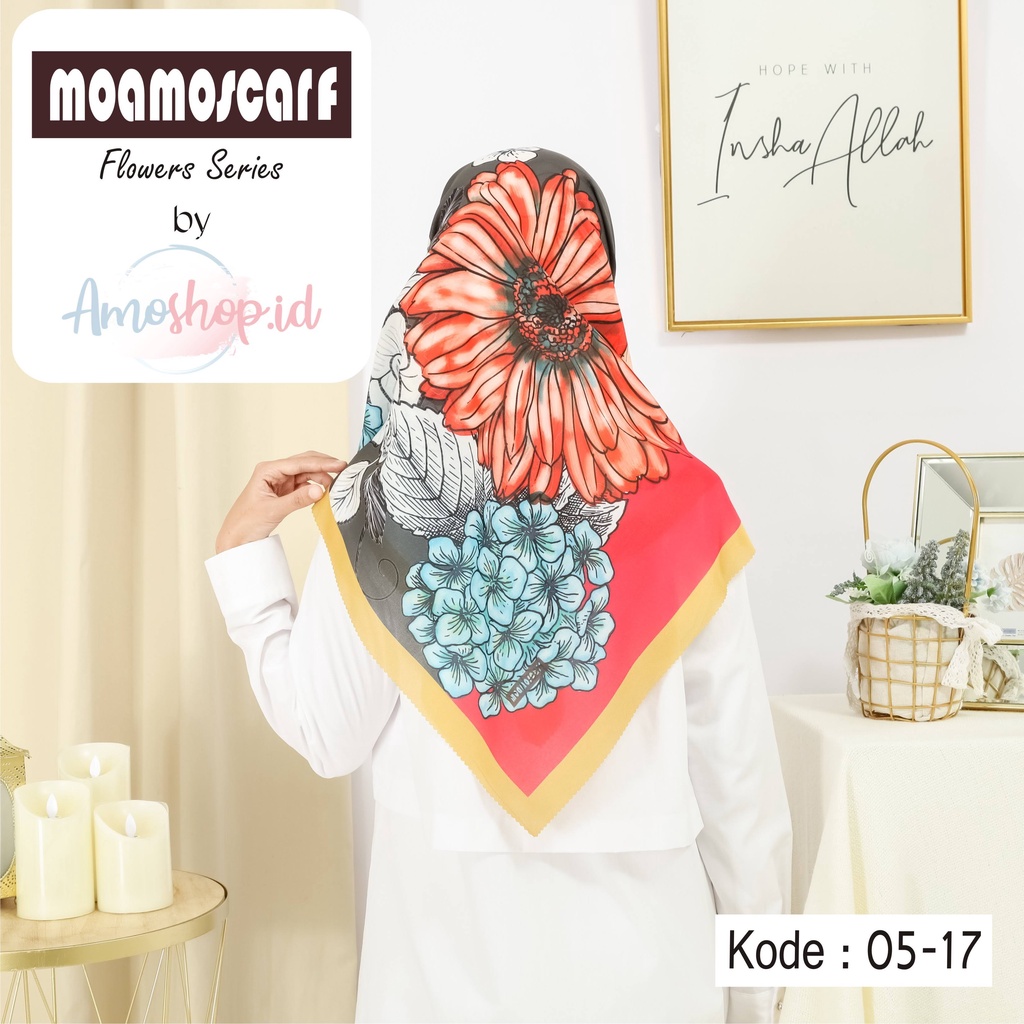 Hijab Segi Empat Voal Premium Murah Square Printing Scarf Flower Series