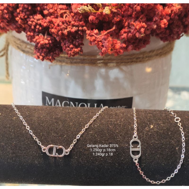 Gelang Emas Putih Model CD Kadar 375%/8Karat