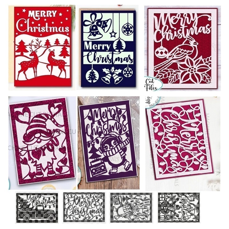 Cetakan Stensil Cutting Dies Motif Tema Natal Bahan Baja Karbon Untuk Scrapbook / Craft DIY