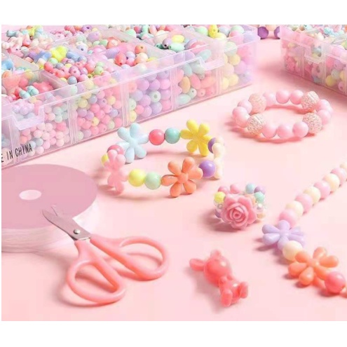 HAPPYTOYS.888 #A77 3D BEADED DIY / MERONCE MANIK-MANIK 3D DIY BAHAN PLASTIK DENGAN TALI / MAINAN EDUKATIF MERONCE GELANG KALUNG