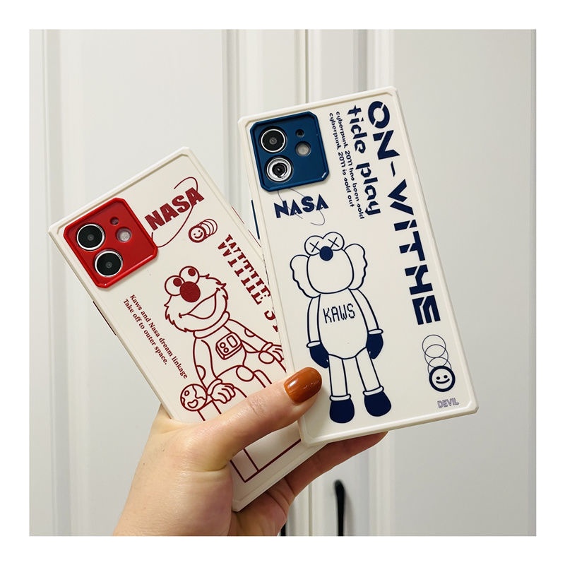 Two color nasa pattern phone Case for IPhone 11 12promax IPhone 7 8Plus Smooth SE X XS Cartoon Cute Anti-drop XR XSMAX Cute 11 11pro 11promax Soft Silicone mobile cover Hlna