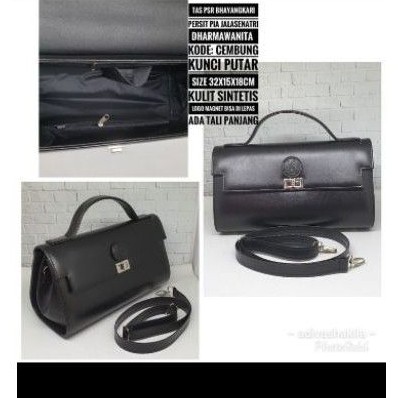 Tas dinas bhayangkari hitam cembung kunci putar