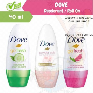 DOVE Deodorant Roll On Sensitive / Go Fresh / Powder Soft 40 ml 40ml