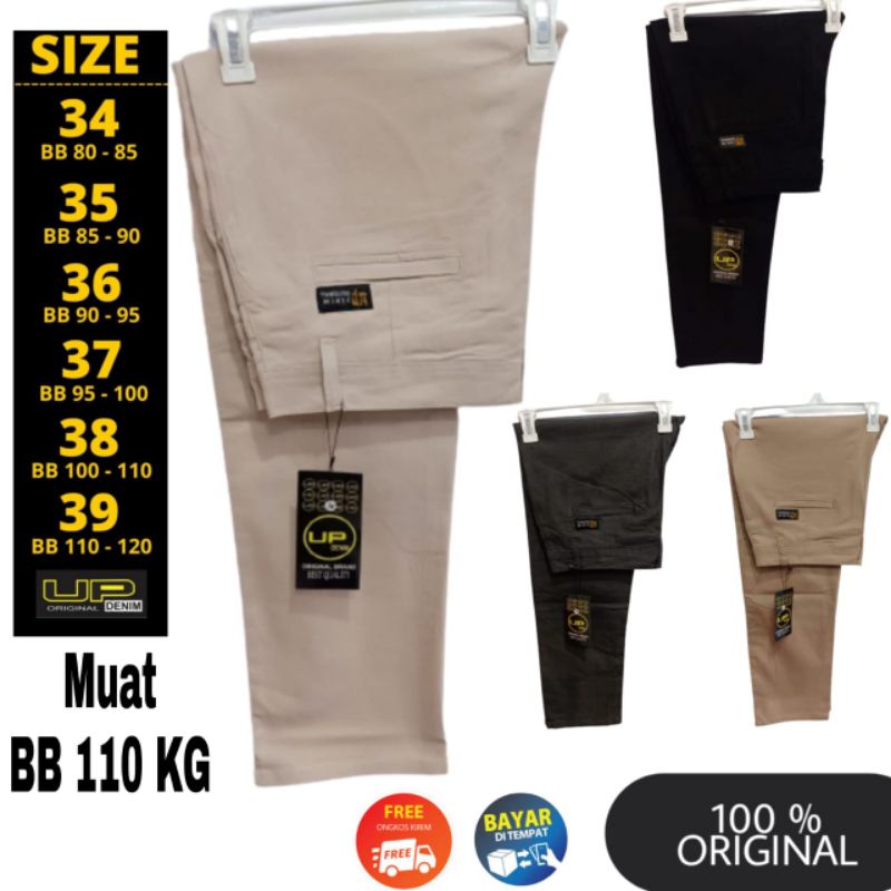 Celana Panjang Jumbo Chino Chinos Pria Cowok Original Muat Bb 110 Kg