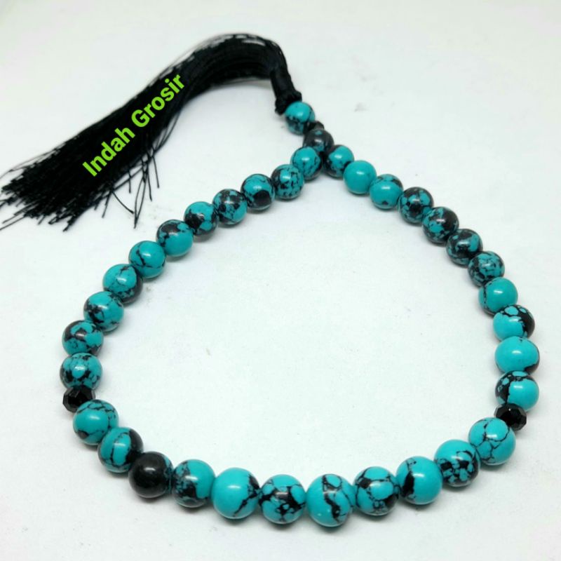 Tasbih Natural Batu Alam Pirus Turquoise 8mm 33butir Original