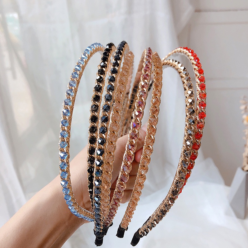 Korean Anti-crystal Thin Headband Fashion Color Rhinestones Hairband Women Hair Accessories