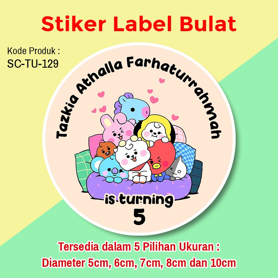 

STIKER LABEL ULANG TAHUN ANAK STICKER SOUVENIR NASI BENTO BT21 KOREA