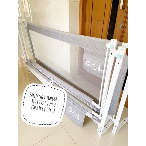 Preloved SET 3 PCS Bedrail gol baby warna GREY kondisi mulus