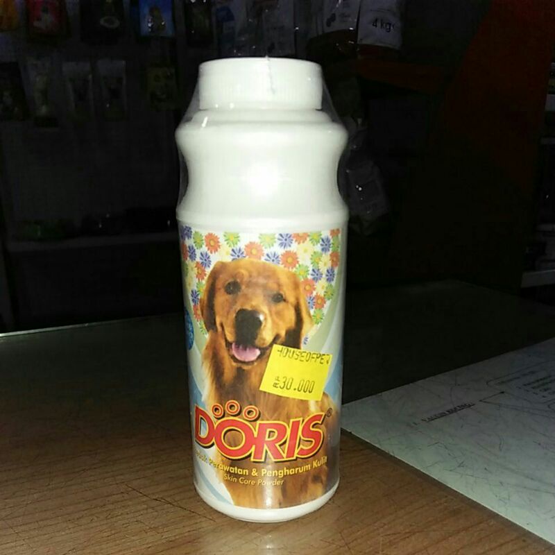 Doris bedak perawatan dan pengharum kulit untuk anjing 100gr. kemasan baru