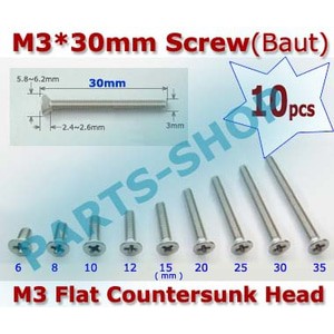 10PCS Baut M3 3x30mm Flat Countersunk Head screw baud payung 3mm*30mm + Plus