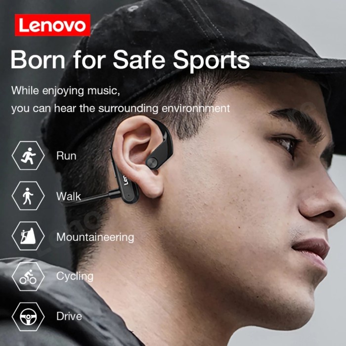 Thinkplus Lenovo Headphone Leher Bone Conduction Wireless Bluetooth X3