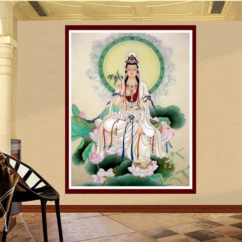 DIY Diamond Painting Full Dewi Kwan yim guan yin teratai 70x90cm D597