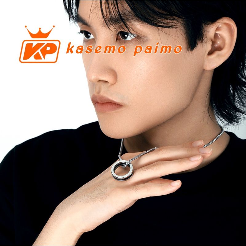kalung pria titanium hitam silver
