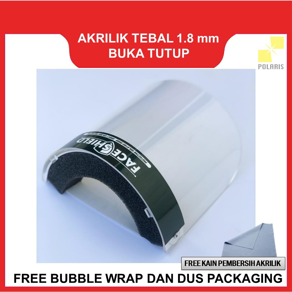 FACE SHIELD AKRILIK BUKA TUTUP FACESHIELD TOPENG WAJAH PENUTUP MUKA MATA PELINDUNG MEDIS DEWASA