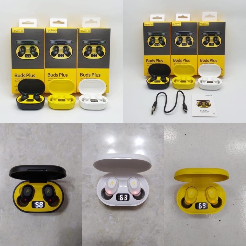 Realme Buds Plus Headset Bluetooth Airdots Wireless LED Model Touch