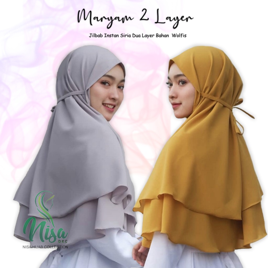 Jilbab Instan Maryam Dua Layer Non Pet tanpa Sambungan