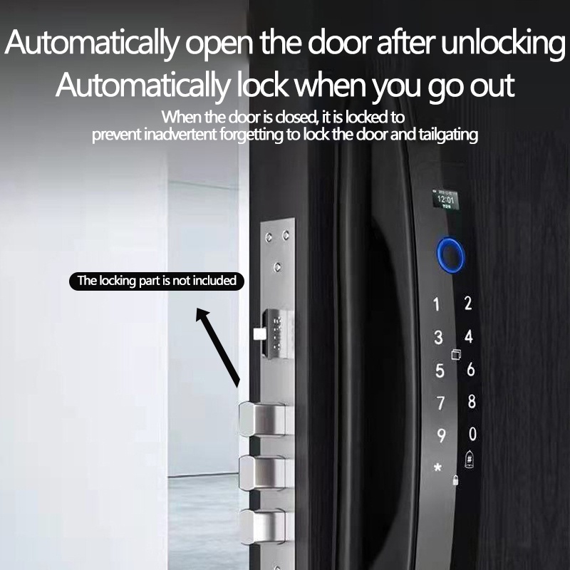 Toolbox 2022 TERBARU Smart Door Lock HD visual peephole camera cat eye fingerprint 6 unlock methods Kartu gesek kata sandi sidik jari untuk menutup dan membuka pintu secara otomatis Dilengkapi dengan pengisian daya USB bel pintu Fingerprint password card-7