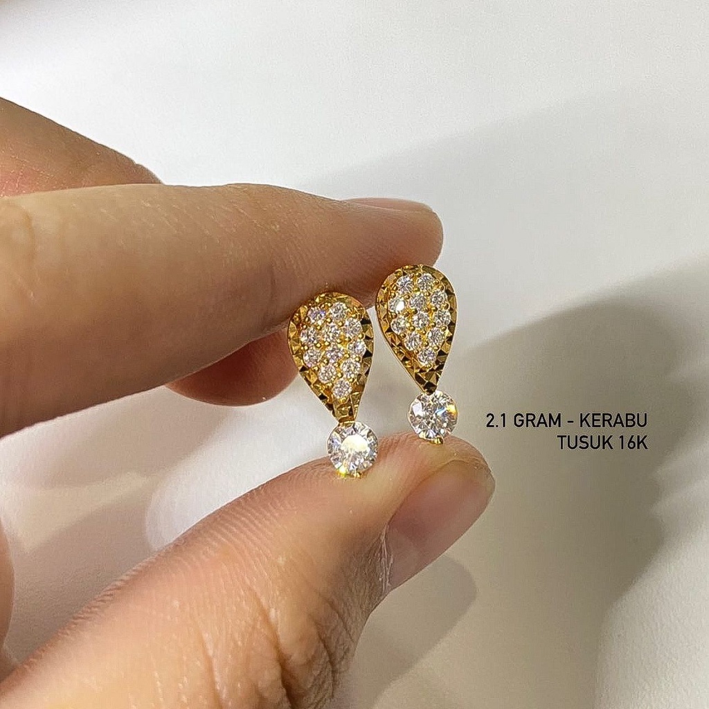 Anting duduk anak dan dewasa emas asli kadar 700 70 16k kerabu giwang tusuk paku clover kupu2 winter love heart hati permata like diamond ringan simple 1 2 3 satu dua tiga gram gr g