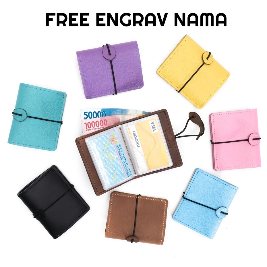 Dompet Kartu Kulit Asli Card Holder Pria Wanita Muat 26 Slot Kartu Warna Hitam