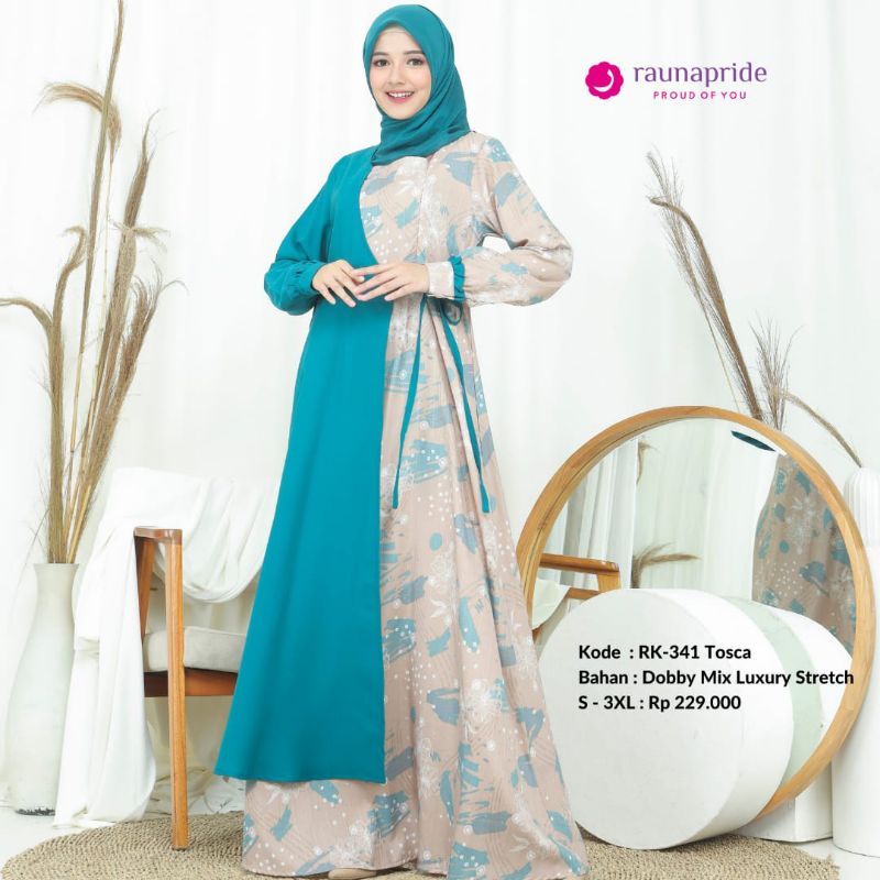 Set gamis syar'i syari terbaru 2021, adem banget nyaman dipakai, Raunapride RK 340, 341, 342