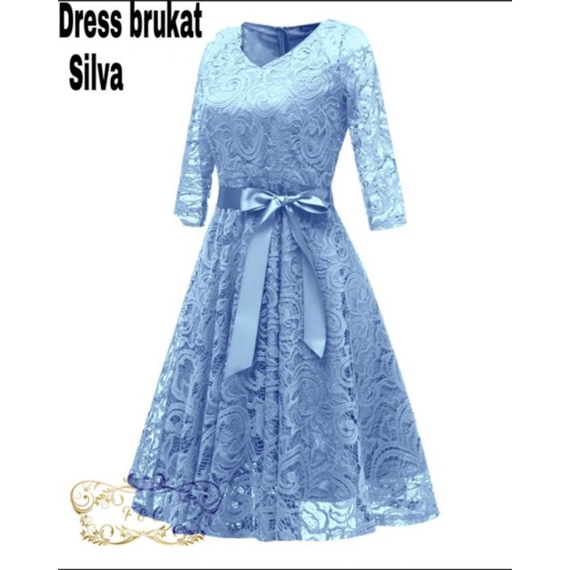 DRESS FASHION SILVA, BRUKAT PREMIUM, FURING, DRESS MAXY, 4 UKURAN