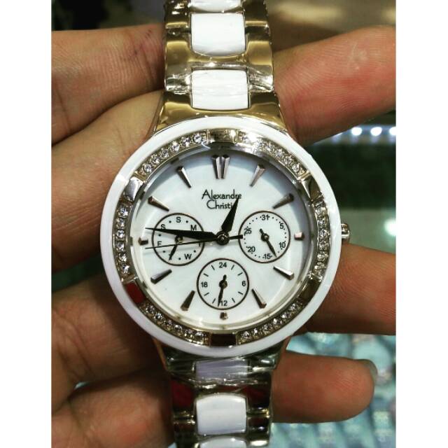 Jam tangan wanita alexander christie 2299 White gold ORIGINAL