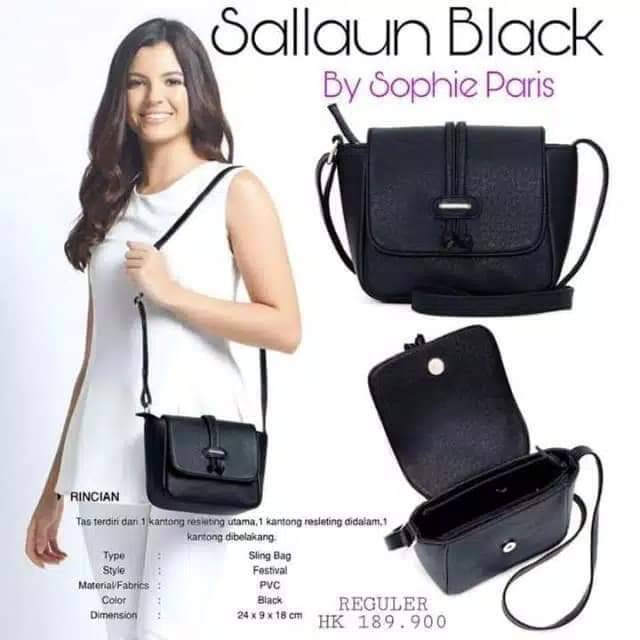 Sallaun black bag sophie martin tas selempang sling bag hitam promo murah diskon besar super sale