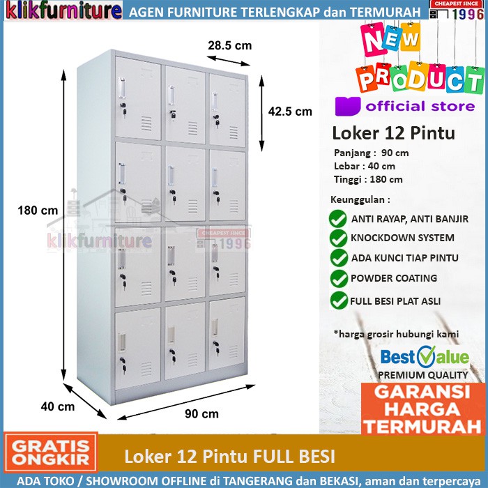 Lemari Loker Locker Cabinet Besi 12 Pintu LK12 | Shopee Indonesia